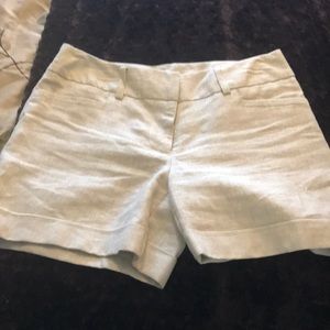 Gold metallic linen shorts